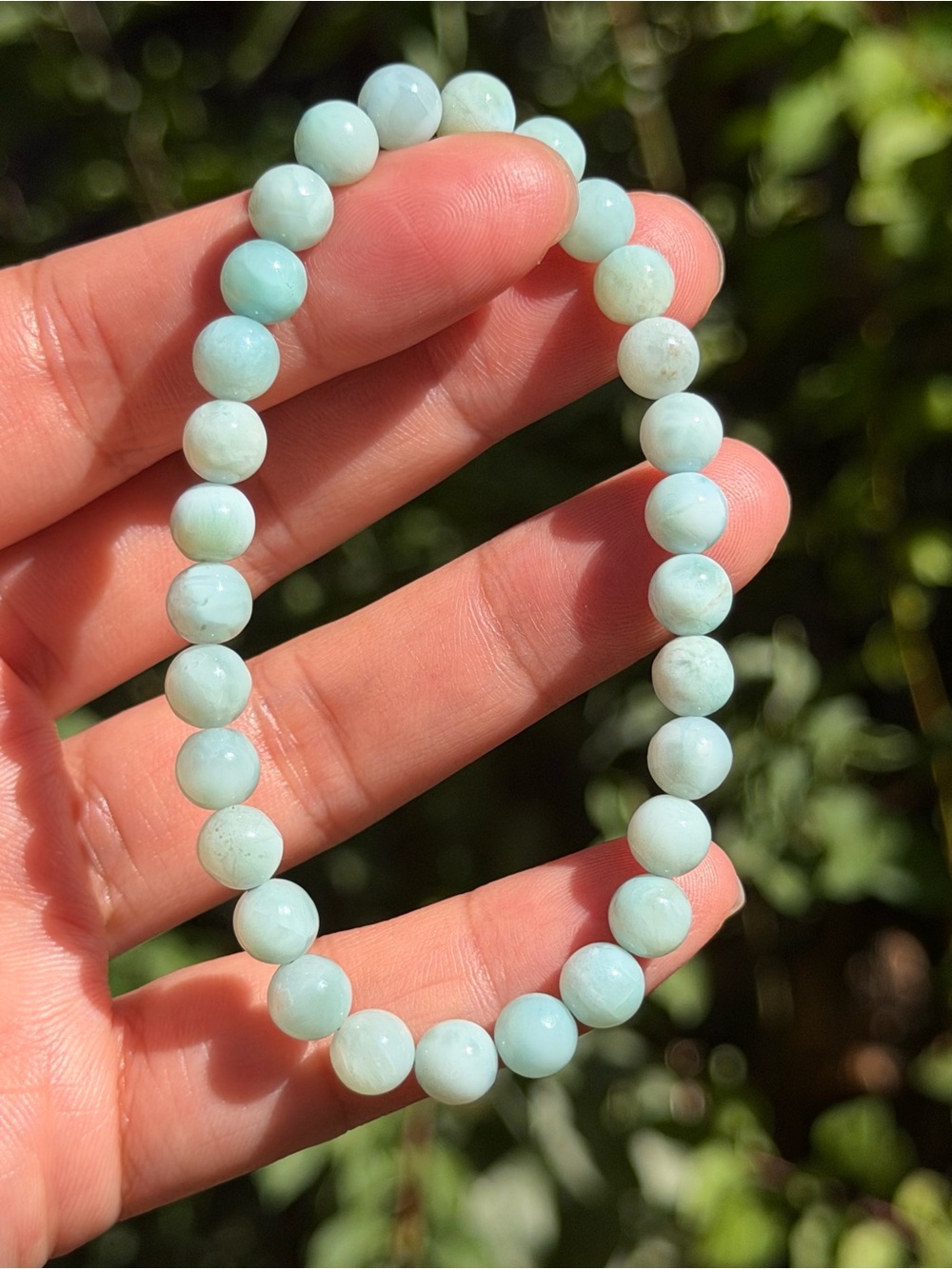 6.5mm Dainty Natrual Larimar Stretch Bracelet 2518 - Picture 3 of 8